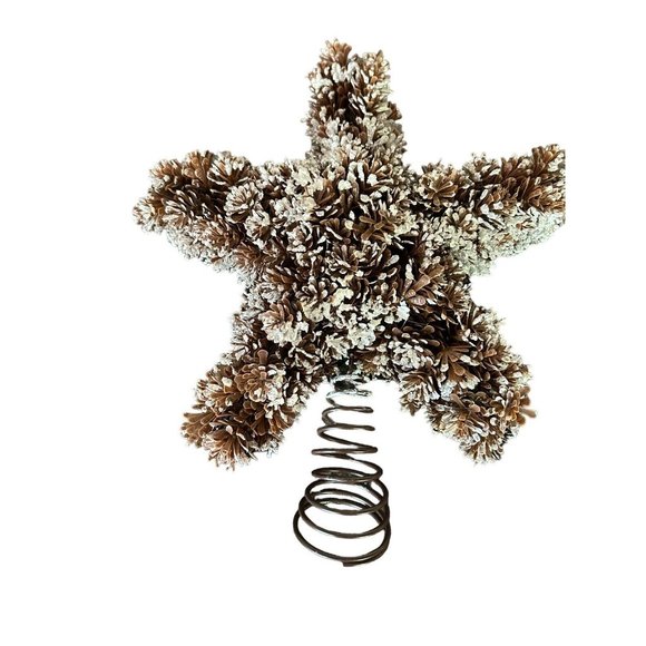 Faux Pine Cone Star Xmas Tree Topper lodge cabin farmhouse style woodsy 12x12 - Picture 3 of 7